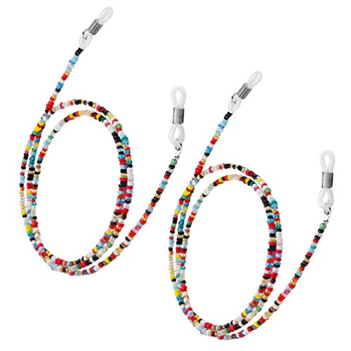 Exceart 2 peças suporte de óculos, corrente de óculos de leitura, contas coloridas antiderrapantes p