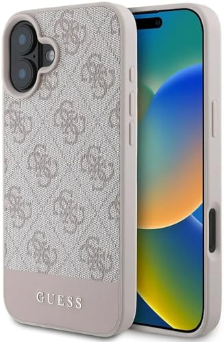 CG MOBILE Guess GUHCP16SG4GLPI Hülle für iPhone 16 6.1 Rosa hardcase 4G Bottom Stripe