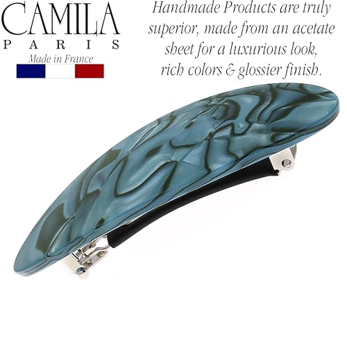Camila Paris CP2984 Pinza para el Cabello Francesa Ovalada Azul, Sujeción Fuerte, Cierre Metálico Antideslizante, Accesorio Duradero para Estilizar miniatura 5
