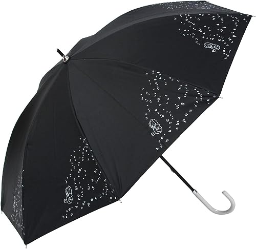 ベーシックスタンダード 長傘 日傘 晴雨兼用 レディース 短い 軽量 47cm UＶカット100 UPF50+ 内側特殊コーティング 一級遮光 遮熱 丈夫 耐風 グラスファイバー親骨 手開き かわいい キャラクター ディズニー くまのプーさん 黒