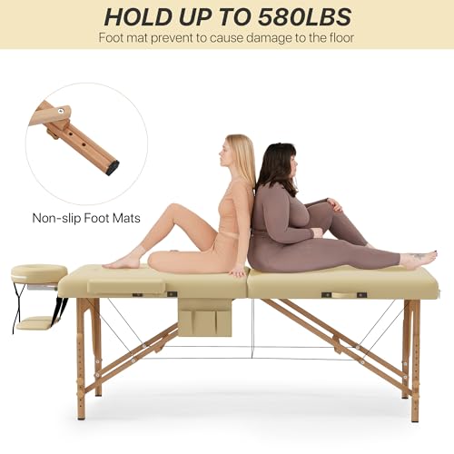 Image of KCC Memory Foam Massage Table Premium Portable Foldable Massage Bed,Beige