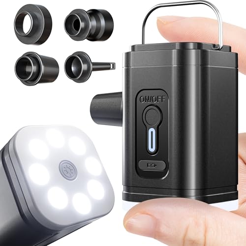 Zumist Portable Air Pump - Electric Air Mattress Pump for Inflatables, Mini USB Rechargeable Quick Inflate Deflate with Camping Light for Pool Floats, Vacuum Storage Bags, Air Bed, Swimming Rings