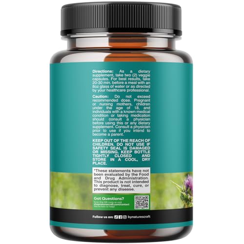 Liver Cleanse Detox & Repair - Milk Thistle Supplement for Digestion & Immune Health - Ginger Root, Choline & Dandelion Root - Herbal Liver Support
