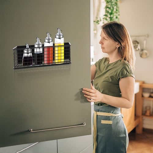 VOSAREA 2pcs Magnetic Organizer Storage Racks Rounded Corner Design for Spice Jars and Bottles, Iron Material Space Saving Magnetic Shelf for Washer and Microwave - Image 5