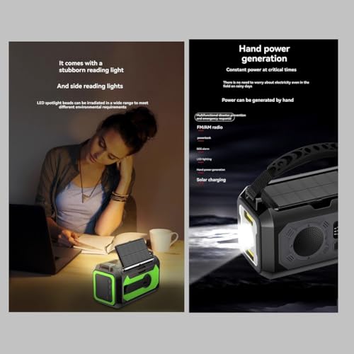 Radio d'urgence manivelle 16000mAh avec Bluetooth 5.3 et Type-C