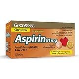 GoodSense Low Dose Aspirin - 81 mg Pain Reliever (NSAID) Chewable Tablets - Orange Flavor