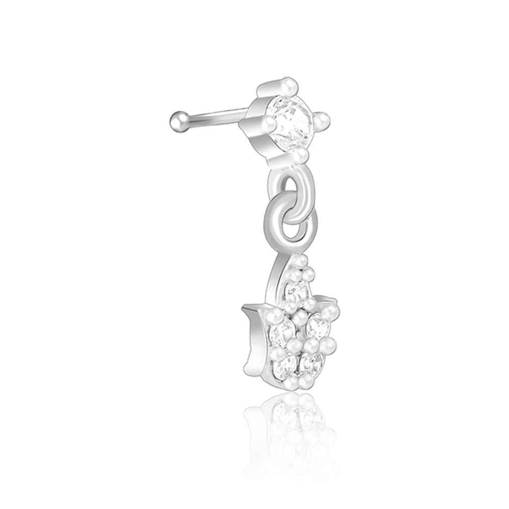 Drop Stone Siler Nose pin | Silver Jewellery for Women | Gift for Women & Girls | with Certificate of Authenticity-image-47