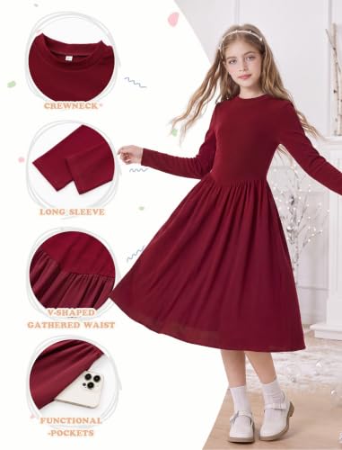 HOZIY Girls Dresses Size 8 Long Sleeve Maxi Christmas Dresses for Teens - image 5
