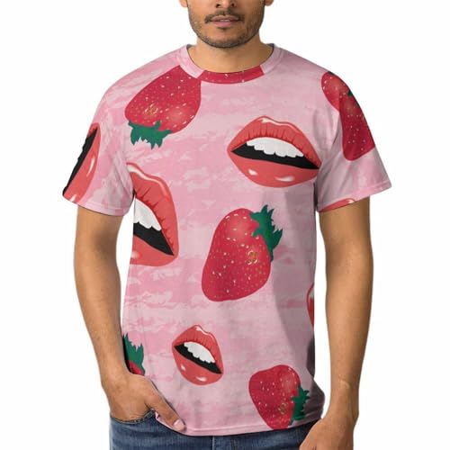 T-shirt manches courtes à col rond Lip Strawberry Homme en coton confortable