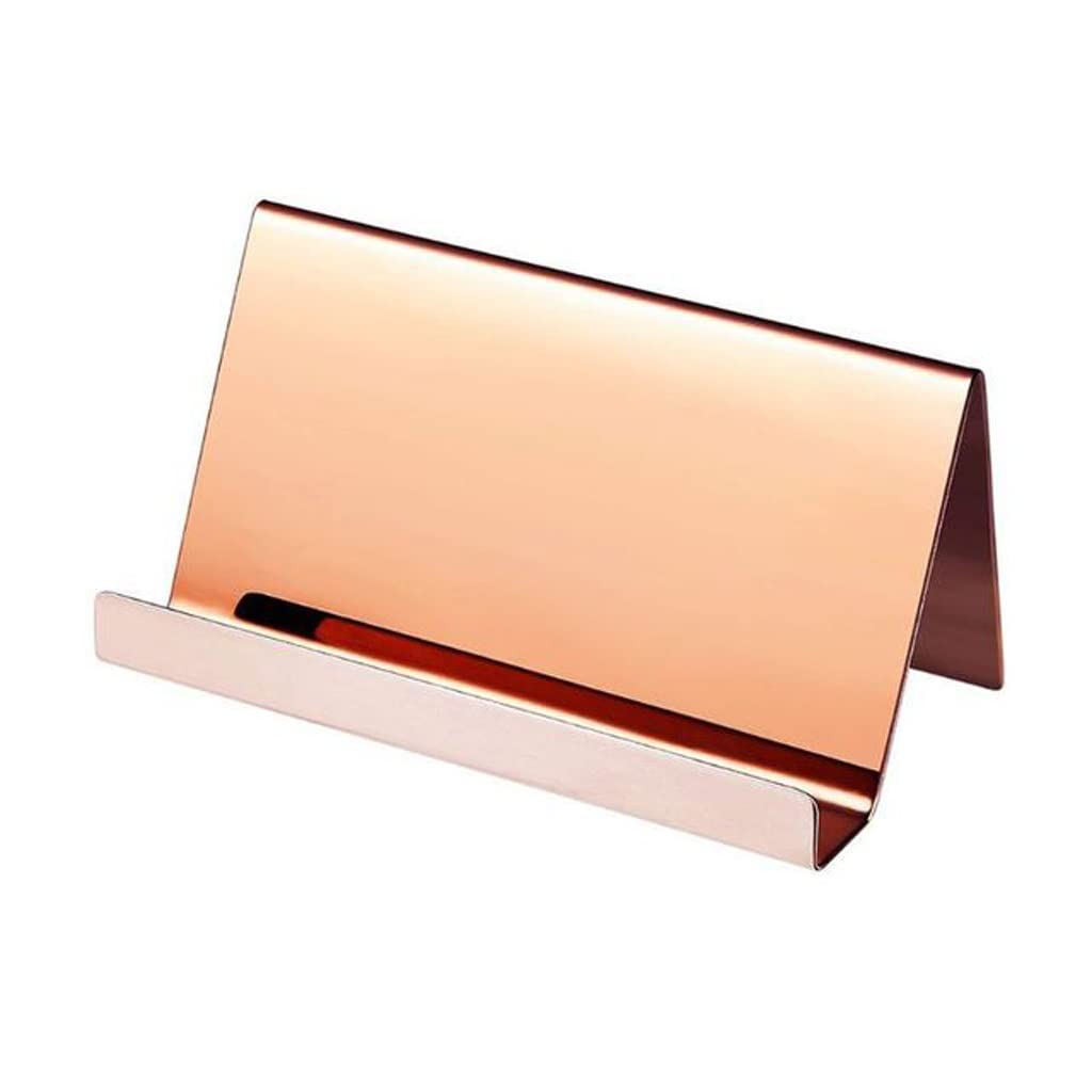 MOBYGKFY High-End Stainless Steel Business Name Card Holder Display Stand Rack Desktop Table Organizer 2 Colors
