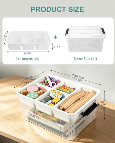 Image of EOENVIVS 17 QT Clear Craft Storage Box with Removable 5-Compartment Tray