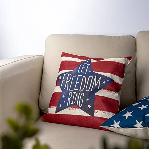 4Th Of July Decorations Pillow Covers 18X18 Inch Set Of 4 Independence Day Patriotic Throw Pillow Case American Flag Stars And Stripes Cushion Case For Sofa Couch Bed Home Outdoor #TOP3