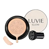 Luvie Glow Foundation Cushion, 2026 New Mushroom Head Air Cushion CC Cream, Luvie Glow Makeup - Moisturizing Concealer Brighten Long-Lasting, Natural BB Cream for All Skin Types (Warm)