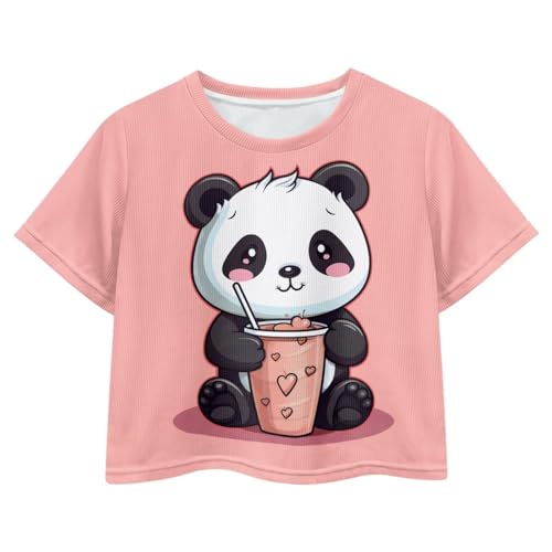 Image of Girl Crop Top Shirts for Summer Cute T Shirts Short Sleeve Tees for Kids 5-16