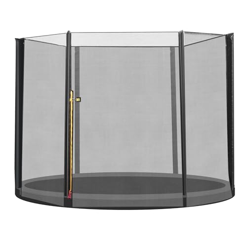 HOMCOM Red de Seguridad de Reemplazo para Trampolín Cama Elástica Redondo Ø244 cm para Exterior con Puerta con Cremallera para 6 Postes Rectos Ø244x180 cm Negro