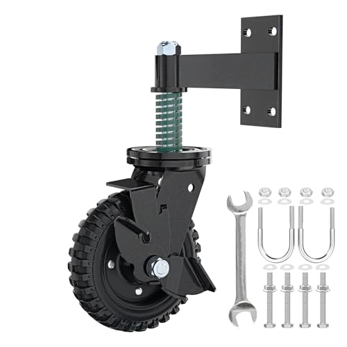 Lygoeege Roue de portail de clôture 15 cm pour portail en tube métallique Charge maximale unique 225 kg Ressort rotatif à 360 ° Amortissant les chocs avec...