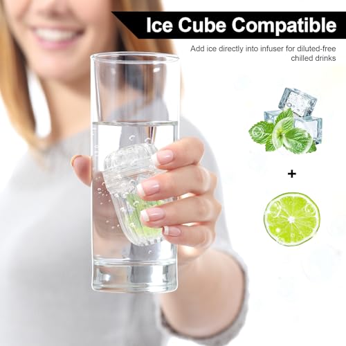 2-Pack Fruit Infuser Inserts for Wide Mouth Water Bottles, Leak-Proof Herb & Tea Strainer, BPA-Free Reusable Diffuser Compatible with 32-40oz Tumblers (Ice Cube Compatible) ﻿
