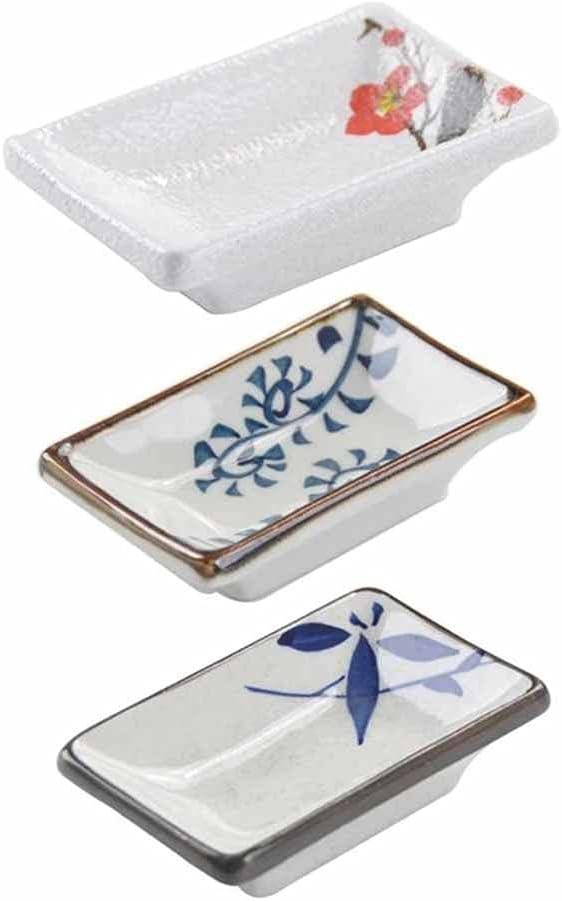 3pcs Creative Ceramic Hand Painting Seasoning Dish Soy Sauce Plate Appetizer Bowls Kitchen Tools Tableware Random Color