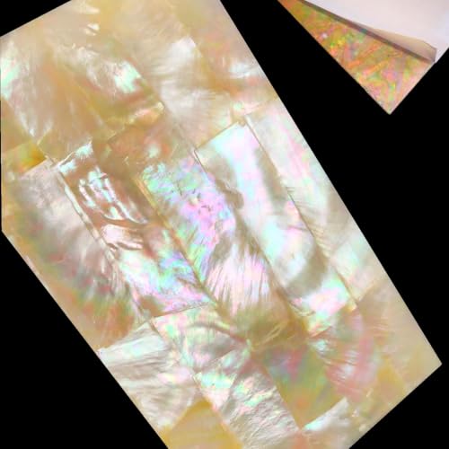 Image of GOMMO Golden Nacre Mother of Pearl Veneer Sheet for Inlay and Overlay | 100% Natural Shell (9.4 inch x 5.5 inch x 0.007 inch)
