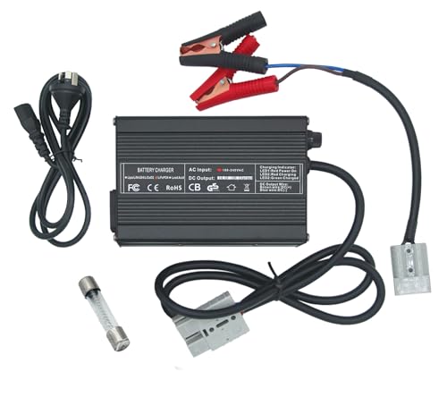 DIGISHUO 14.6V LiFePO4 Charger 14.6V 10A 12V 10A LifePO4 Batt ery Charger | with Andersn Plug and Clip | Multi-Stage Intelligent Maintainer for 12V Lithium Iron Phosphate Batteries