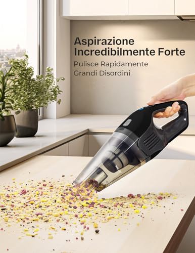 Handstaubsauger, Leistungsstarker, Tragbarer, Leichter, kabelloser Handstaubsauger mit 25–30 Minuten Langer Laufzeit, Wiederaufladbarem Akku und Schnellladung für Auto, Teppich, Treppe, Tierhaare