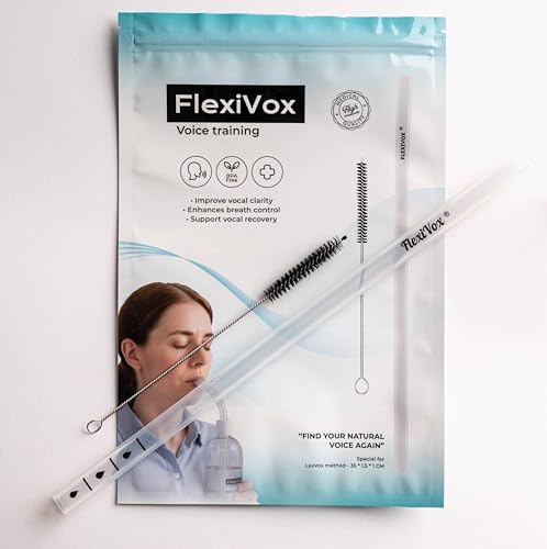 FlexiVox® compatible con Método Lax Vox | Ideal para Entrenamiento Vocal SOVT, utilizado por Cantantes, Logopedia y Terapia de Voz | Tubo Calibrado 35cm, Cepillo y eBook incluido