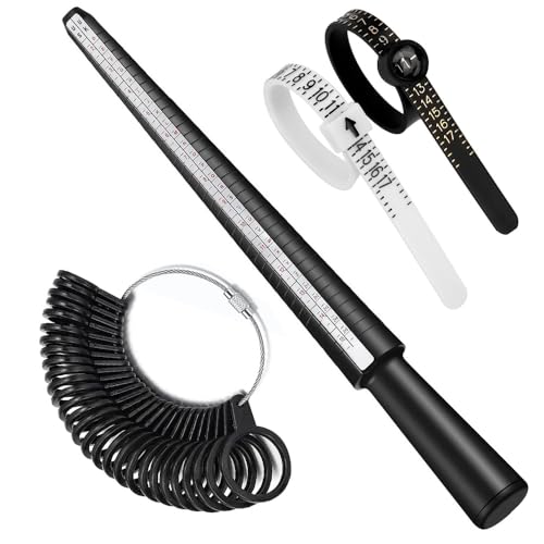 TUNQISM 4Pcs Ring Sizer Measuring Tool Kit Ring Mandrel Measurer 27 PCS Measuring Ring Tool US Ring Size 0-13 UK Ring Sizer A-Z 2 PCS Size 1-17 USA Rings Size