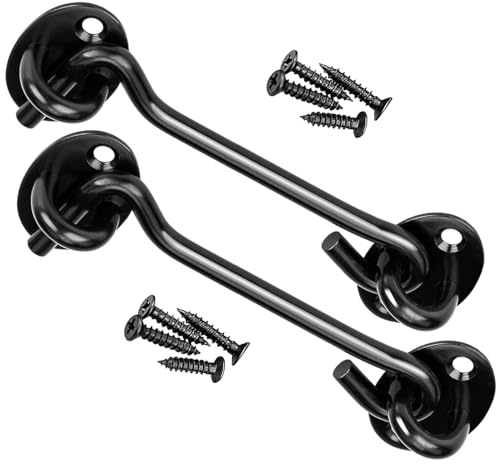 Litensh 2 chiusure a gancio per porta da fienile, gancio e chiusura a occhiello, ganci per cabina e serratura a occhiello, gancio girevole per finestra per porta scorrevole, camera da letto, bagno