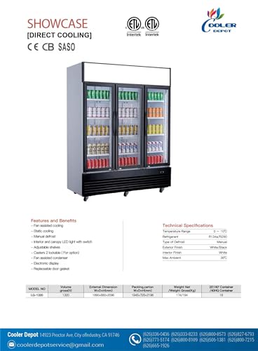 Cooler Depot GN3 Commercial Refrigerator Glass 3-Door Swing Nsf Merchandiser Beverage Display Cooler Beverage Drink Cooler thumb #1