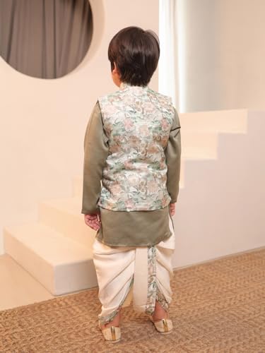 Image of AJ DEZINES Kids Ethnic Wear Kurta Waistcoat and Dhoti Pant for Boys