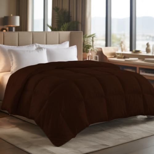Image of Earthlycozy 300GSM Premium Comforter - Hypoallergenic, Breathable, Reversible, Lightweight, All-Season, AC Friendly and Machine Washable (Chocolate Brown, Double)