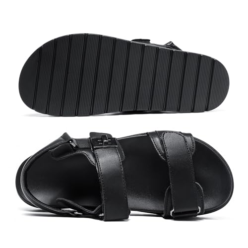 Image of Women's Platform Sandals Slip on Comfort Adjustable Double Strap Sandal for Women Leather Footbed