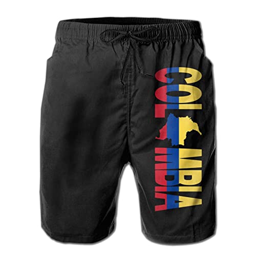 Colombia Flag Map Beach Shorts for Men Swim Trunks Boardshorts Pants Swimsuit