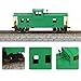 C8763 1 Unit Painted 1:87 HO Scale 36' Wide Vision Caboose Wagons Model Railway (Green)