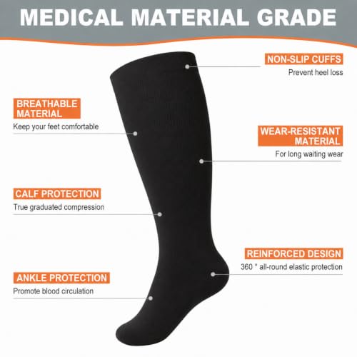Image of Plus Size Compression Socks: Wide Calf for Women Men 20-30 mmHg