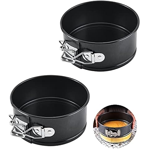 2 Pieces Mini Springform Cake Tin Small Round 11cm Cake Tin Non-Stick Carbon Steel Small Baking Tin Used in Cake Making Cover