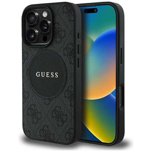 CG MOBILE Guess 4G Circle Classic Logo kompatibel mit MagSafe Hülle für iPhone 16 Pro (Schwarz)