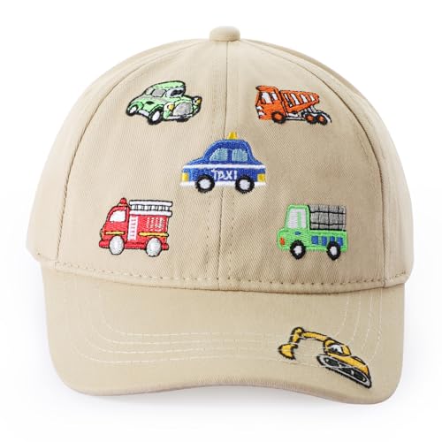 Pop Your Dream Embroidered Baseball Caps for Boys Girls Fire Truck Excavator Trucker Hat Funny Adjustable Summer Hats Age 3-8