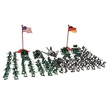 Enthält ca. 280 Stück 2 cm Soldatenfiguren, 1 Panzer, 2 Jeep-Autos, 3 Flaggen und 1 Militärkarte