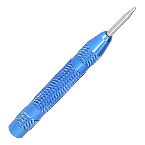Center Punch, Removable Tip Metal Center Punch Antiskid for Controlling Blow Force(Blue)