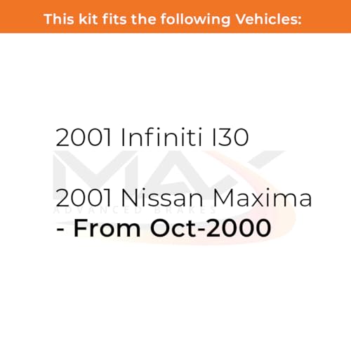 Image of Max Advanced Brakes Front & Rear Brake Kit Compatible With 2001 Nissan Maxima Compatible With Infiniti I30 Fm Oct-2000 Replacement Geomet Coated OE Disc Brake Rotors and Ceramic Brake Pads