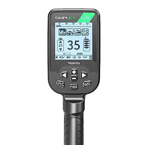 Nokta Simplex Lite Metal Detector with 9.5” Waterproof DD Search Coil, Vibration for Detecting Underwater, Beach and All Metal Search Modes