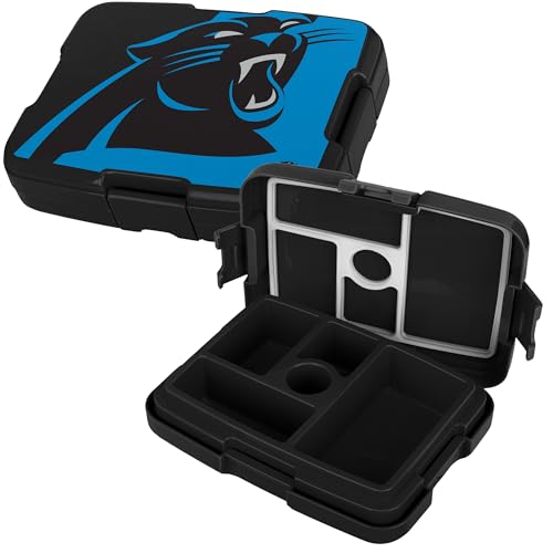 FOCO NFL Unisex-Adult Officially Licensed 2-Tone Big Logo Team Color Football Leak Proof 5 Compartment Bento Lunch Box - Carolina Panthers
