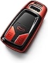 Tukellen for Audi Key Fob Cover, Special Soft TPU Key Case Cover Protector Compatible with Audi A4 Q7 Q5 TT A3 A6 SQ5 R8 S5 Smart Key (Red)