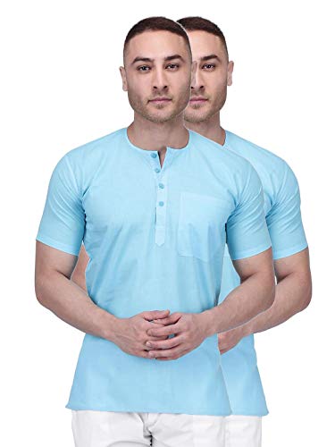 Image of Rajubhai Hargovindas Men's Pure Cotton Short Kurta | Pack of 2 |