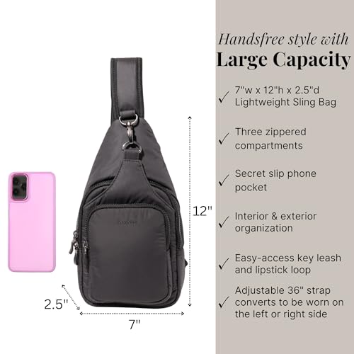 Image of Baggallini Women's Central Park Sling 12 inchx7 inch Crossbody Bag W /Convertible Adjustable Shoulder Strap