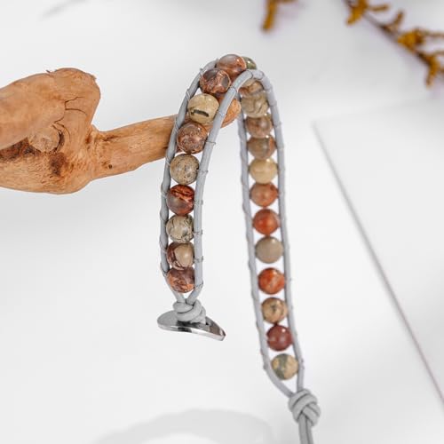 Image of Plumiss Women Boho Handmade Natural Stone Crystal Leather Bead Wrap Bracelets Collection