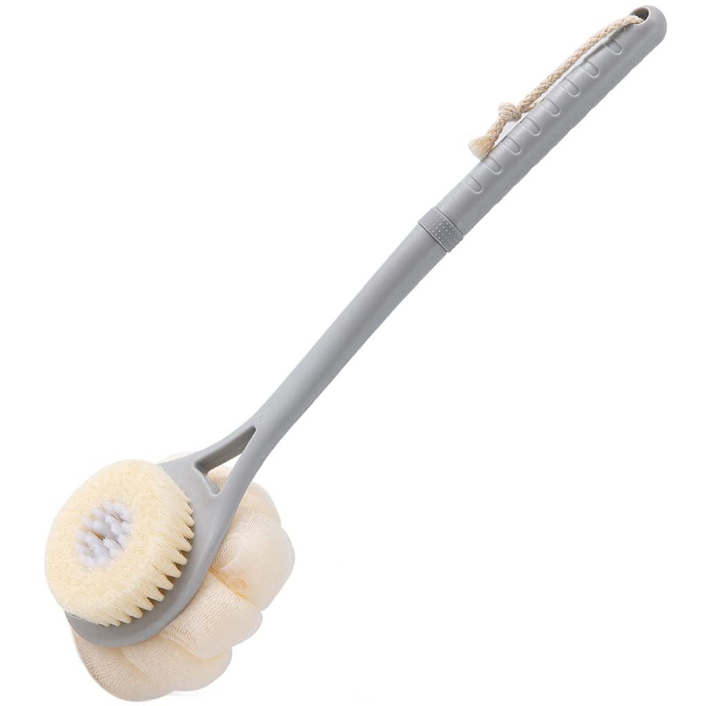 Cepillo para el Cuerpo Exfoliante Cepillo para la Espalda con Bola de baño de cerdas de Doble Cara para el hogar, Cepillo para el Cuerpo con cerdas Suaves PBT y Mango de PP Antideslizante,