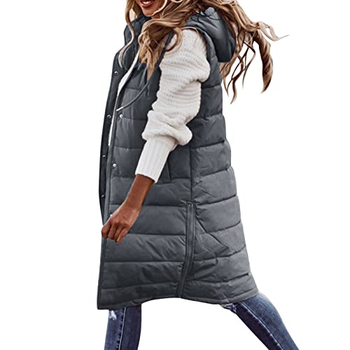 Womens Puffer Vests Lightweight Long Sleeveless Quilted Puffer Jacket Long Puffy Vest With Hood Winter Warm Coats2