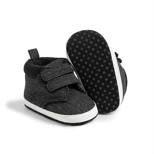 Image of Meckior Toddler Baby Boys Girls High Tops Ankle Sneakers Soft Anti-Slip Sole PU Leather Moccasins Infant Newborn Prewalker First Walking Crib Shoes